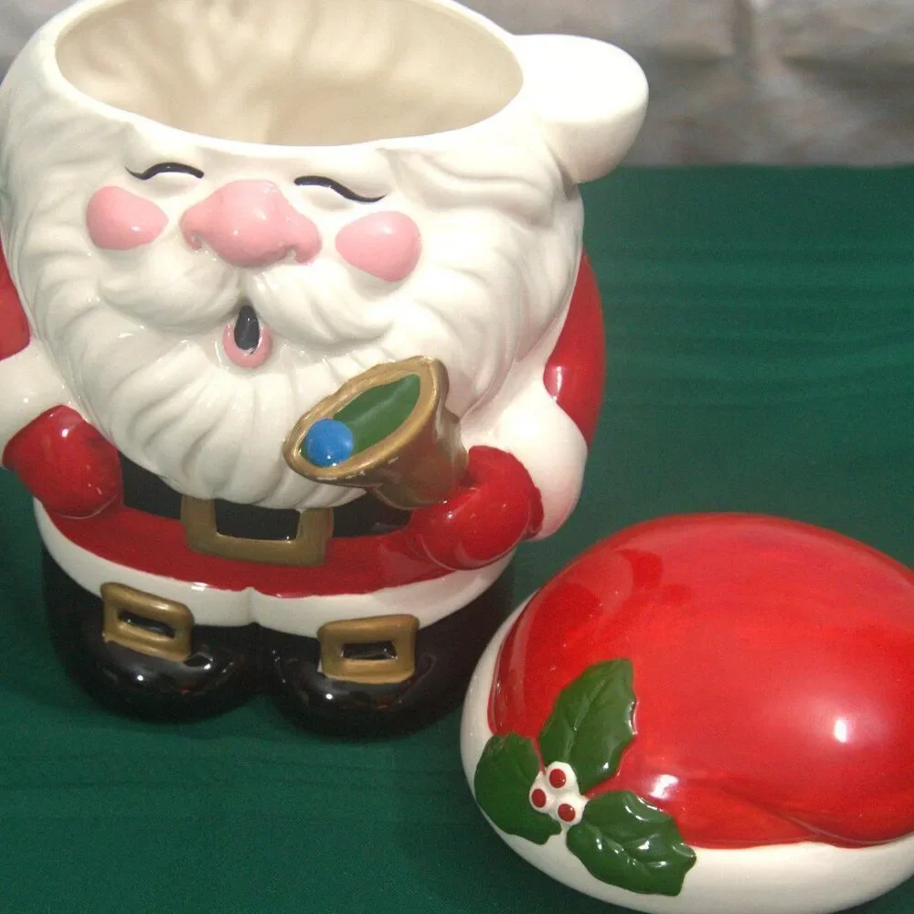 Vintage Ceramic Santa Claus Cookie Jar with Music Plays Jingle Bells